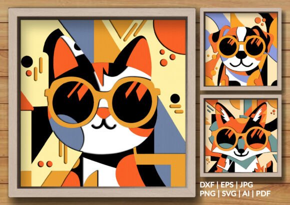3 Cool Animals SVG Bundle: Stylish 3D Shadow Box Art for Blogs