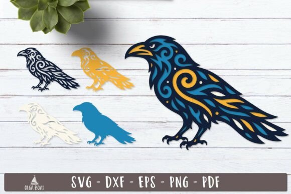3D Crow Layered SVG Tribal Raven Design for Bold Animal-Themed Visuals