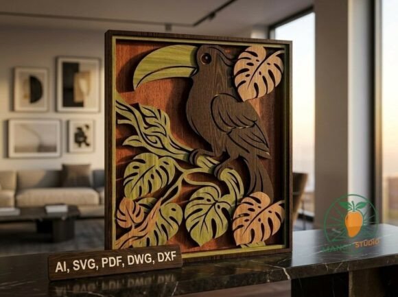 3D Layered Toucan SVG for Laser Cutting & Home Decor