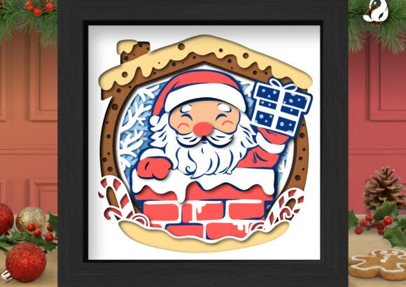 3D Santa Claus Moon Shadowbox: A Festive 3D SVG for Seasonal Design Projects