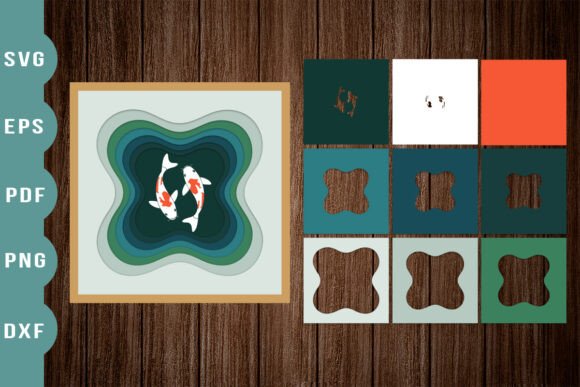 3D Shadow Box Koi Fish SVG Design for Crafters & Etsy Sellers