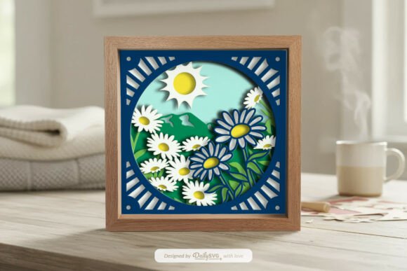 Daisy Meadow Layered Shadow Box: A Fresh 3D SVG for Spring-Themed Visual Content