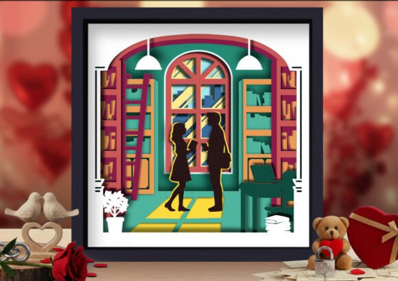 Designing Romance: Reviewing the 3D SVG Romantic Library Couple Shadow Box for Client Projects