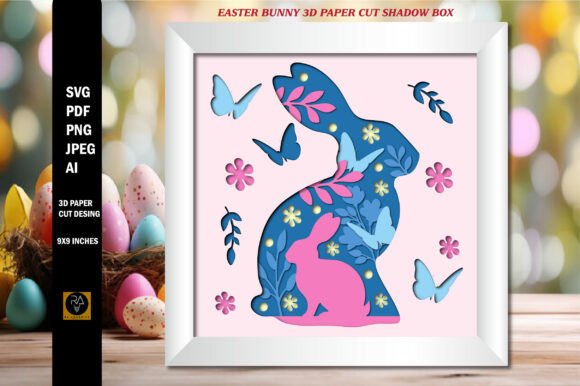 Easter Bunny 3D Paper Cut Shadow Box for Cricut & Handmade Business