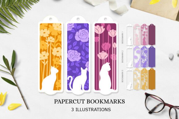 Elegant 3D SVG Cat Bookmarks for Nature-Inspired Design Projects