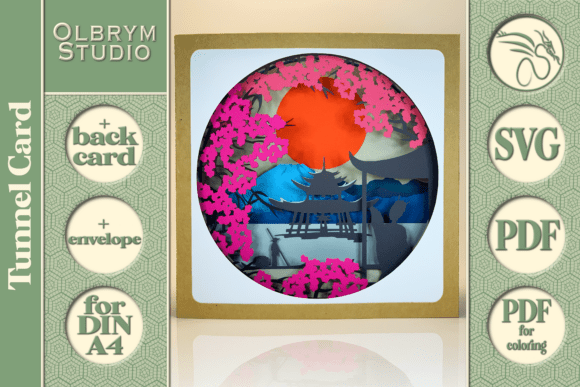 Fuji Mountain 3D Tunnel Card SVG for Pop-Up Cards & Handmade Crafting