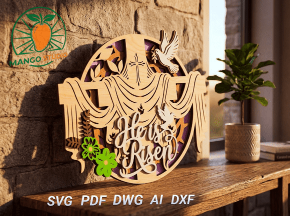 He Is Risen 3D Layered Cross SVG for Laser Cutting & Spring Easter Crafts