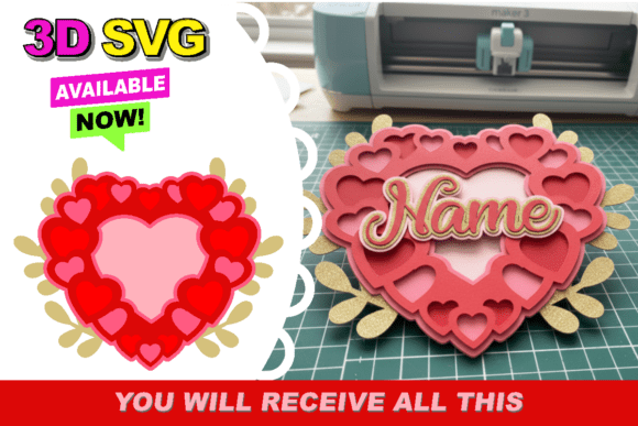 Heart Love Topper 3D SVG