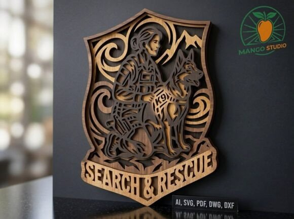K9 Search Rescue 3D Layered SVG: A Laser-Cut Tribute for Visual Storytelling