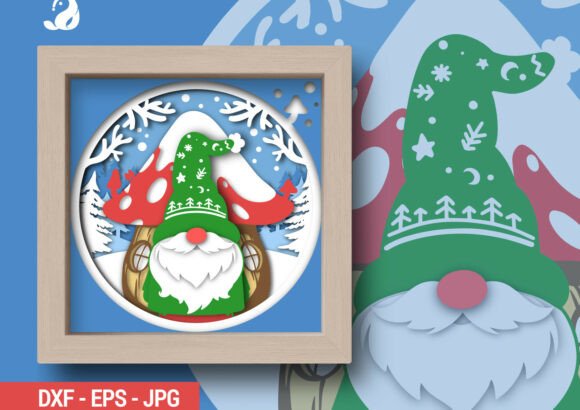 Layered Garden Gnome 3D Paper Art: A 3D SVG Shadow Box for Whimsical Editorial Design