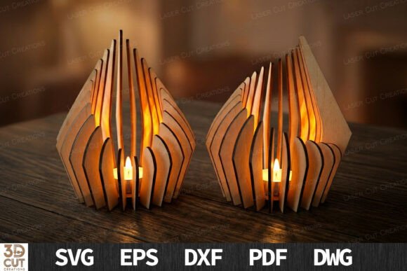 Modern Slotted Lantern 3D SVG for Laser Cutting in Home Decor Publishing