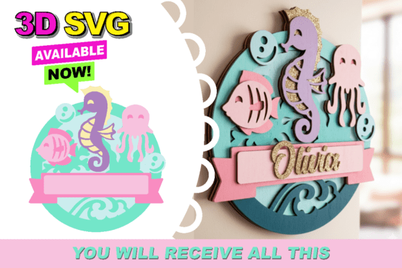 Ocean-Themed 3D SVG for Birthdays and Baby Designs