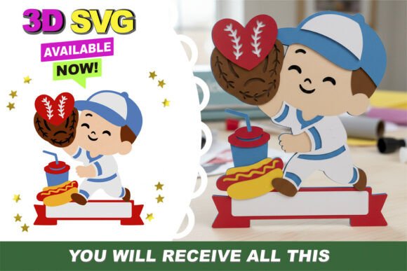 Playball Love Cake Topper 3D SVG: A Sports-Inspired Design Asset for Creative Projects