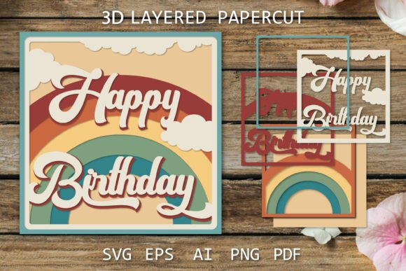 Retro Birthday Card Design for 3D Embroidery Projects
