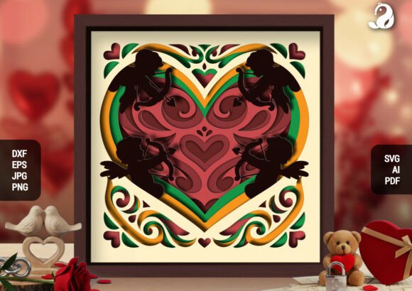 Romantic Key to My Heart 3D SVG for Shadow Box Designs