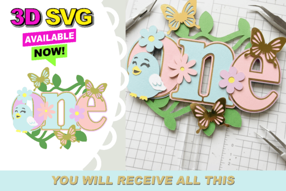 Spring Floral ONE 3D Cake Topper SVG: A Whimsical Touch for Branding and Visual Campaigns