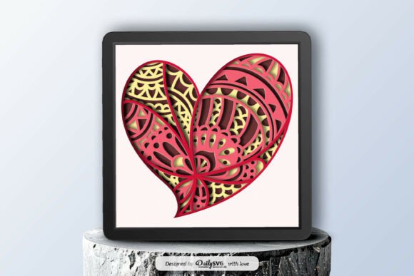 Valentine Heart 3D SVG Shadow Box for Festive Branding