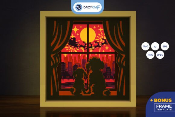 Window to the New Year Light Box 3D SVG for Real Editorial Design and Web Publishing