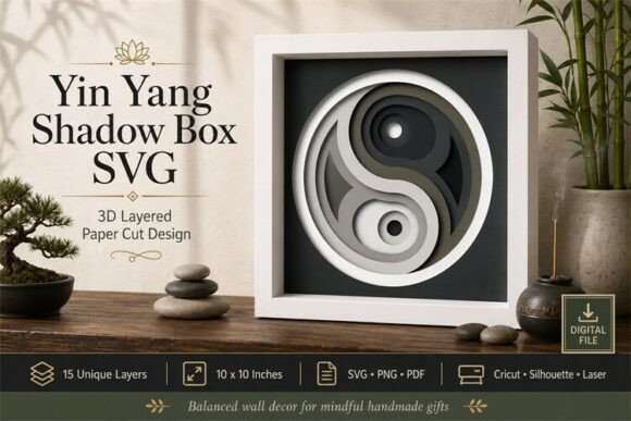 Yin Yang Shadow Box: A 3D SVG Design for Balanced Branding and Visual Harmony